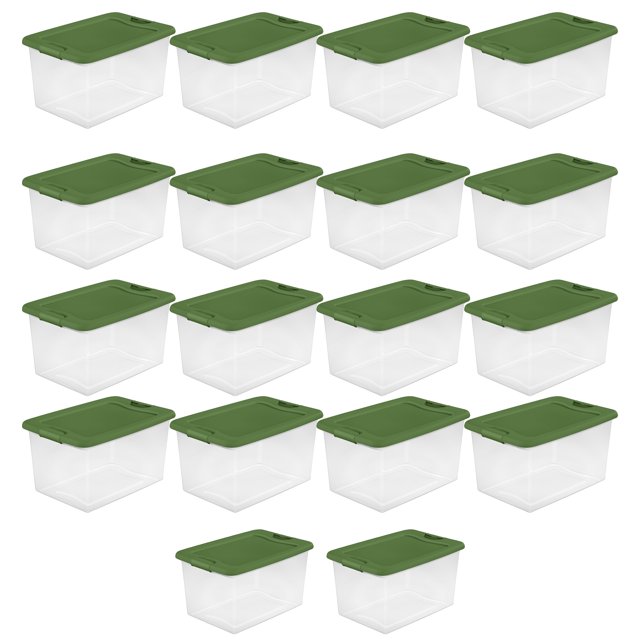Sterilite 64 Qt Latching Clear Plastic Holiday Storage Container, (18 Pack)