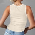 thumbnail image 3 of Besolor 2024 Summer Workout Tank Tops for Women Crewneck Knit Ribbed Side Ruched Crop Tops Sleeveless Trendy T Shirts, 3 of 6