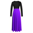 thumbnail image 5 of Robes de Boîte de Nuit Robe Maxi pour Femme Unie à Manches Longues à Col Rond à Enfiler Robe Patchwork Robes Midi pour Femmes 2024 S-77 Violet G, 5 of 5