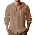 thumbnail image 2 of Gspmoly T-Shirt pour Hommes, Mode Décontractée pour Hommes, Bouton Solide, Col Rond, Manches Longues avec Capuche, Blouse pour Hommes, Offres Prime, 2 of 6