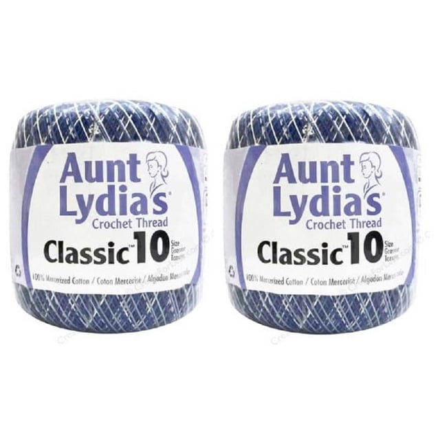 Aunt Lydia's Fil à Crocheter - Nuancé - Taille 10 - (Lot de 2) (Bleu Ombré)