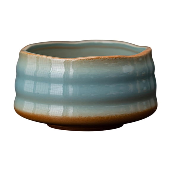 Luzkey Bol à Matcha en Céramique Accessoire de Matcha Fait à la Main Ustensiles 500ml Préparation Traditionnelle de Thé au Matcha pour Famille Amis Amateurs de Thé Cadeau Ondulation d'Eau Bleu