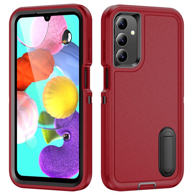 for Samsung Galaxy A15 Case, Samsung Galaxy A15 Phone Case with Built in Kickstand, Shockproof/Dustproof/Drop Proof Heavy Duty Military-Grade Rugged Protective Cover for Samsung Galaxy A15,Red