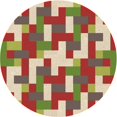 thumbnail image 1 of Ahgly Company Tapis d'Intérieur Ronds de Style Transitionnel Lavables à la Machine, Brun Gingembre Vert, 5 Pieds Rond, 1 of 7