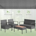 thumbnail image 4 of Costway 4PCS Patio Rattan Furniture Set Cushioned Chair Wooden Tabletop Gray, 4 of 9