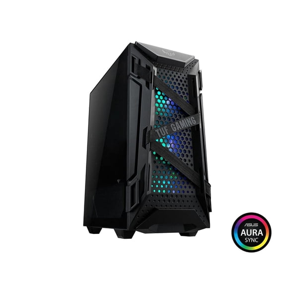 ASUS TUF Gaming GT301 Mid-Tower Compact Case for ATX Motherboards with Honeycomb Front Panel, 120mm Aura Addressable RBG Fans, Headphone Hanger, and 360mm Radiator Support, 2 x USB 3.2