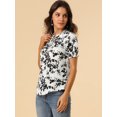 thumbnail image 4 of INSPIRE CHIC Women's Ruffle Tie Neck Casual Short Sleeve Floral Tops Blouse, 4 of 6