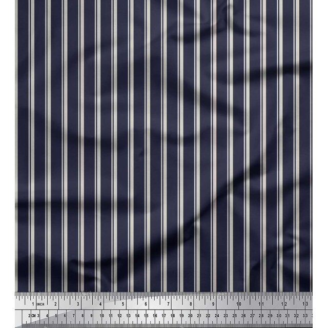 Soimoi Poly Georgette Fabric Striped Stripe Decor Fabric Printed Yard 52 Inch Wide