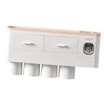 thumbnail image 4 of GUOOL Multifunctional Wall-Mounted Toothbrush Holder, Automatic Toothpaste Dispenser 4 cup pink, 4 of 9