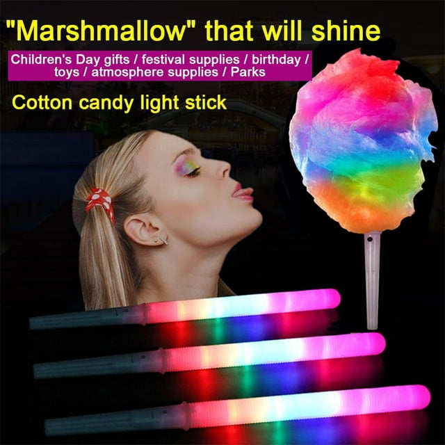 Cotton Candy Cones Colorful Glowing Marshmallow Sticks