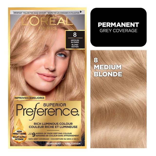 L'Oreal Paris Superior Preference Permanent Hair Color, Oil-in-Gel, Medium Blonde, 1 unit