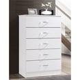 thumbnail image 2 of Hodedah Commode Contemporaine en Bois à Cinq Tiroirs, Fini Blanc, 2 of 5