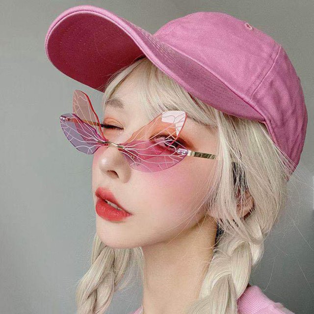 1 Pce Lunettes de Soleil Rétro Steampunk Personnalisées Sans Monture à Dégradé Transparentes