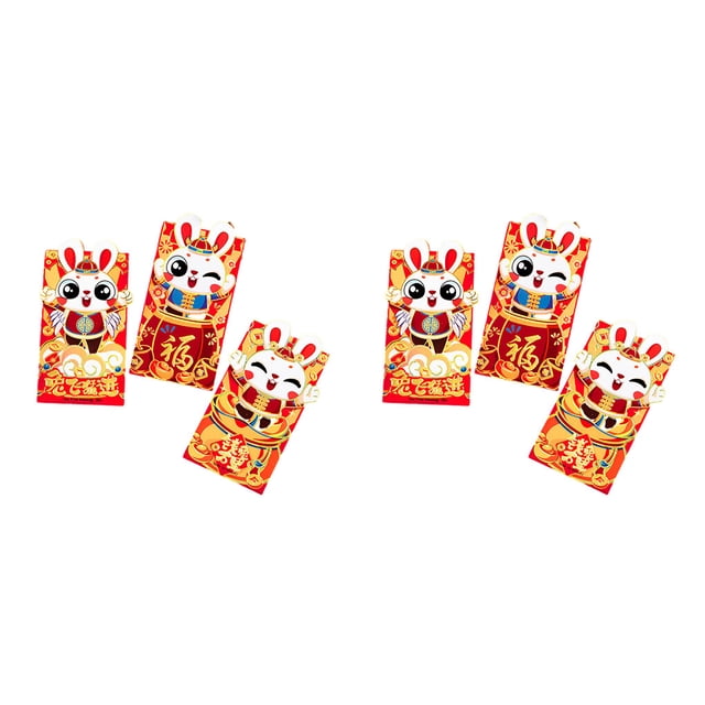 6 Pcs Enveloppes Rouges Festival du Printemps Chinois Nouvelles Adorables Porte-Bonheur Mignon Année Sachet Argent Vœux Papier Mignon Pochette Enveloppe Emballage Dessin Animé Porte-Bonheur NO4