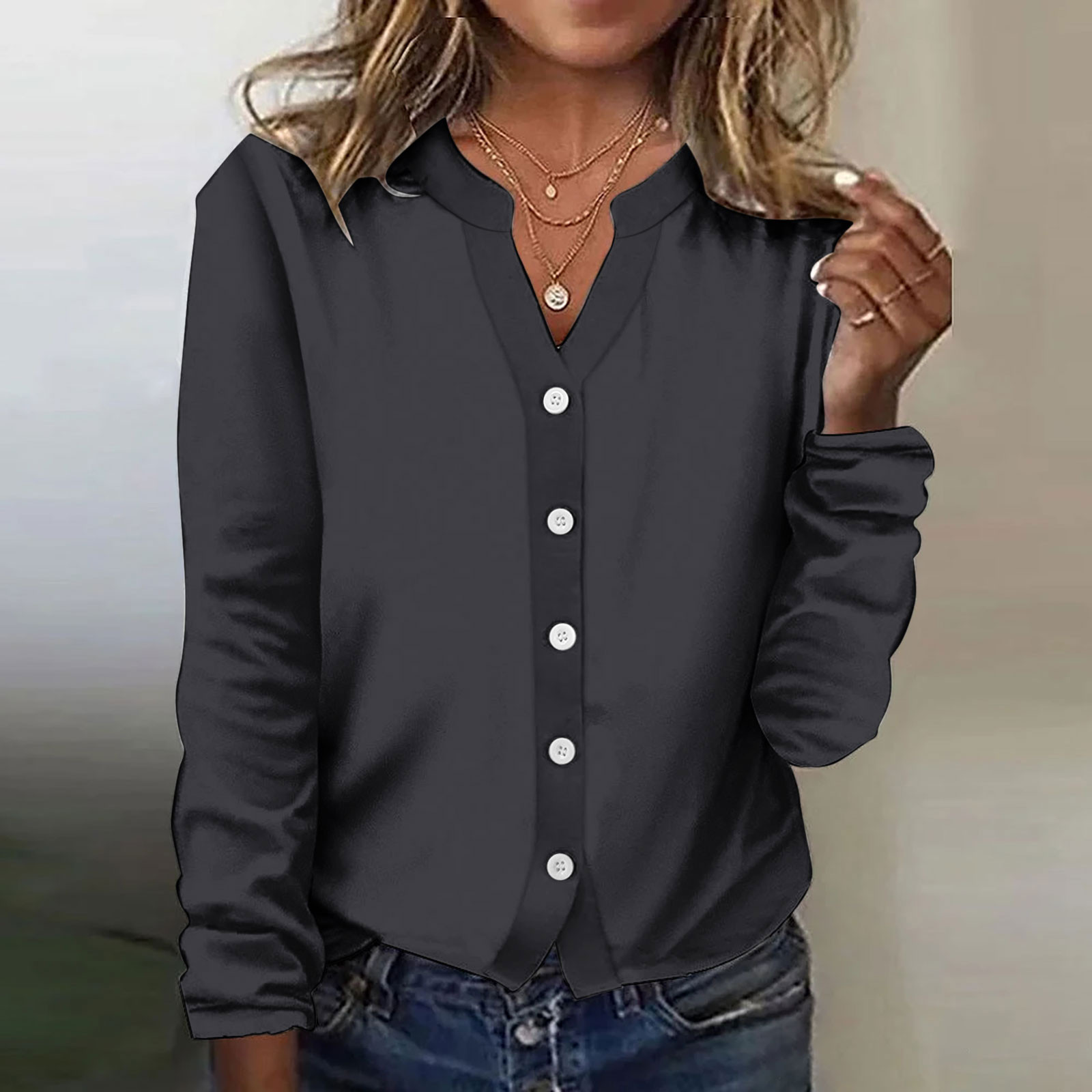 AherBiu Veste Légère pour Femme à Boutons, Cardigan Tricoté à Col Ras du Cou, Chandail Décontracté Ample, Manteau Léger