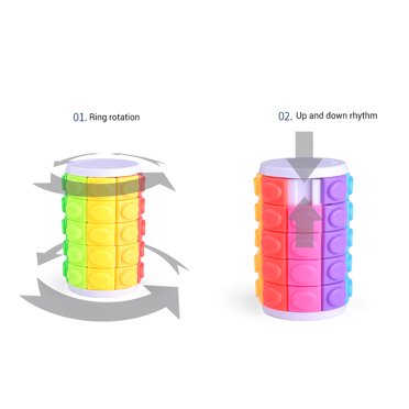 3D Puzzle Cube Puzzle Tower Cylinder Cube Brain Teaser Brain Games Educational Toys Rotate Sliding Cubes