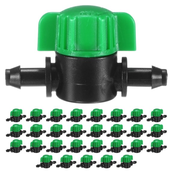 Uxcell 30-Pack Drip Irrigation Valves, 1/4 Inch Barbed Shut-Off Valve for Drip Tubing/Garden Irrigation System [Green]