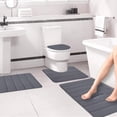 thumbnail image 4 of TopLLC Memory Foam Bath Mat 4 Set Bathroom Rugs For 4 Pcs Toilet Mats Universal Soft Comfortable Water Absorption Non-Slip Thick Machine Washable Easier To Dry Dark Carpets Suits, 4 of 9