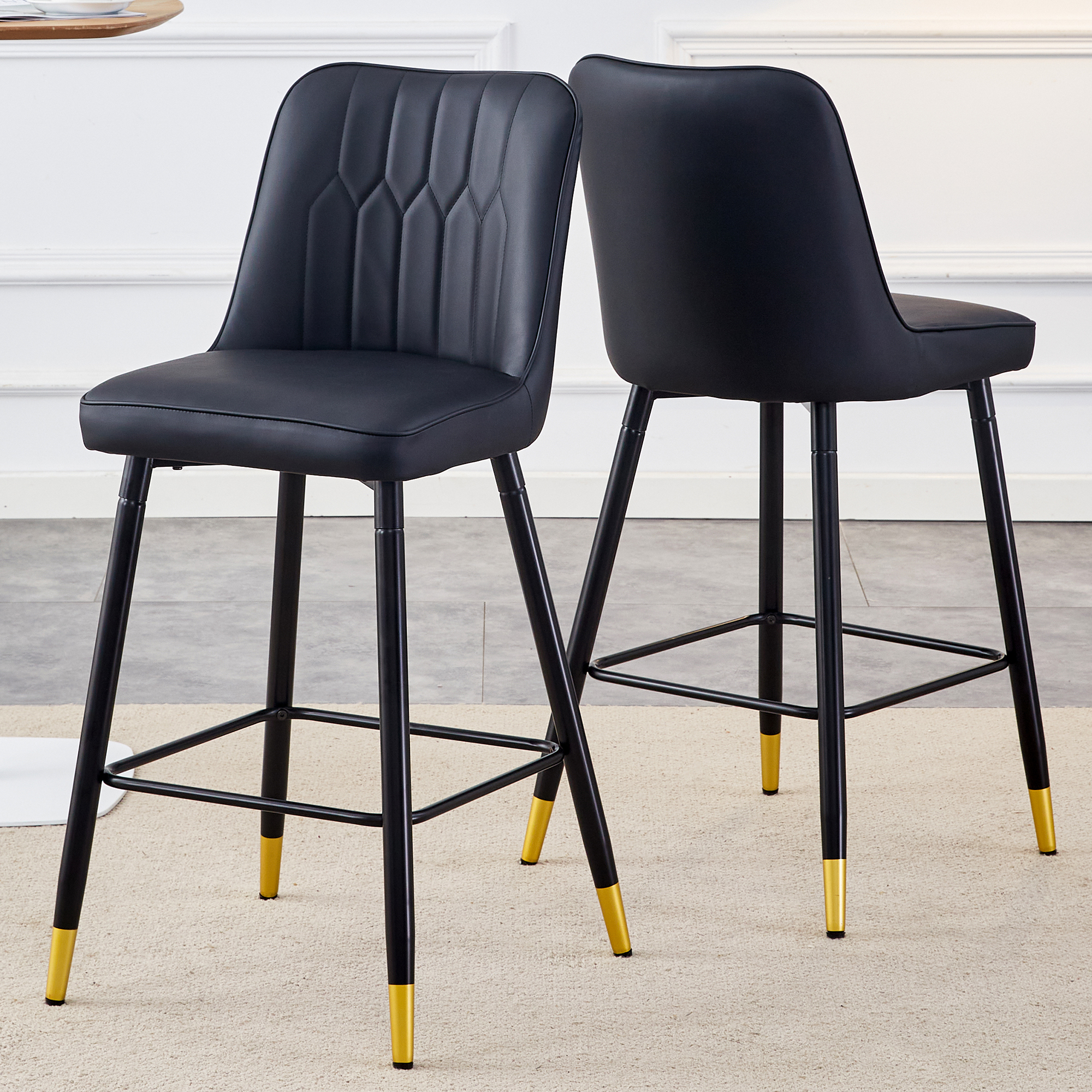 Ensemble de 2 chaises de bar Noble House, hauteur 100 cm, cuir PU noir
