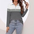 thumbnail image 4 of Plebaso Chemises à Manches Longues pour Femmes à Blocs de Couleur Quart Zip Hauts Décontractés Col Pull Blouses pour Femmes, 4 of 7