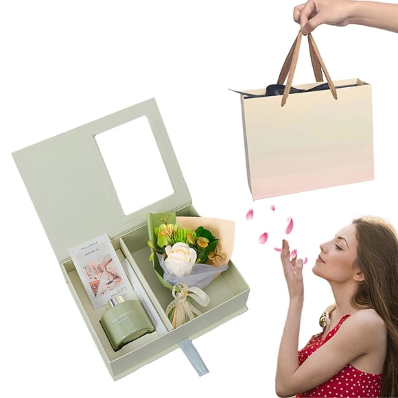 JMYHOAM Cadeaux de Fête des Mères Cadeaux d'Anniversaire pour Maman Femmes Cadeaux de Noël Panier-Cadeau Spa Relaxant Appréciation Elle Cadeaux de Noël pour Épouse Cadeaux pour Sœur Amie Bougie 120 ml Fleurs de Savon