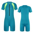 thumbnail image 1 of Aislor Kids Big Girls Zippered Swimsuit Swimwear Bathing Suit Rash Guard Shorty Sun Protection Wetsuit Sky Blue 12, 1 of 7