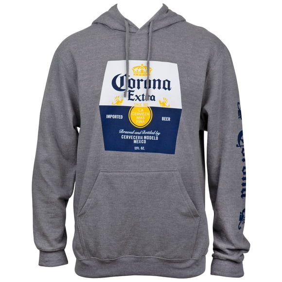 Corona Extra Beer Label Grey Hooded Sweatshirt With Sleeve Print-2XLarge