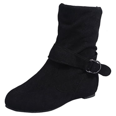 Babysbule Womens Shoes Clearance, Retro Women Vintage Plain Buckle Zipper Casual Inner Heightenin Low Heels Zipper Fall Winter Short Boots Round Toe Shoes
