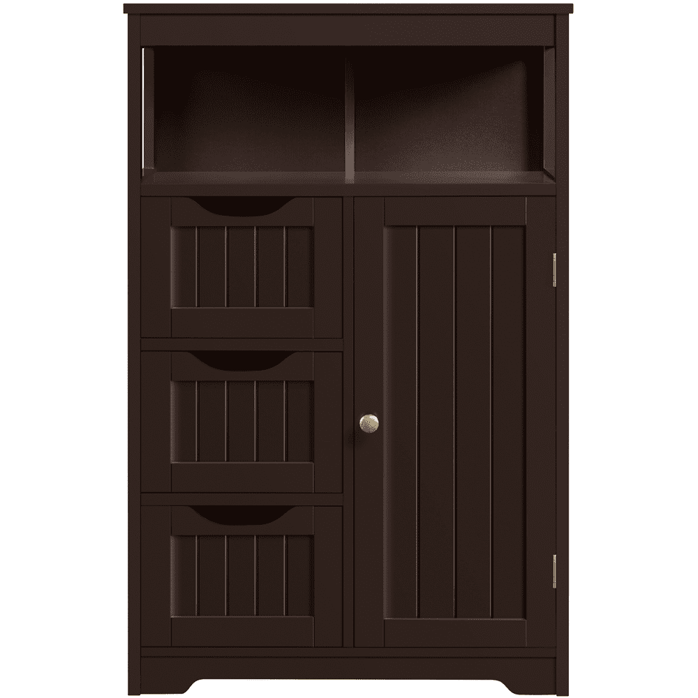 FullFurnique Armoire de Salle de Bains avec 1 Porte et 3 Tiroirs, Espresso