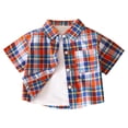 thumbnail image 1 of Zpanxa Chemise Boutonnée Garçon Mode Décontractée à Boutons Manches Courtes T-Shirt à Carreaux Col Rabattu Blouse en Coton 5 Ans, 1 of 3