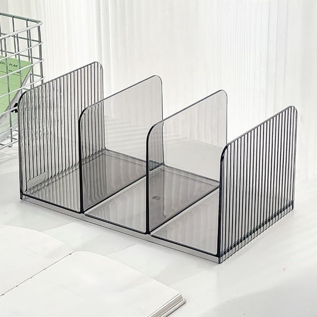 Kadlawus Acrylic Desktop Organizer, 3 Slot Clear File Rack, Space Saving Storage Stand for Office Desk, Teen Study Table, Books, Magazines, Documents