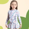 thumbnail image 1 of Kid Girl Rash Guard Swimsuit Striped Ruffle Long Sleeve Sun Protection Girls Toddler Girl Bathing Suit 4-5 Years, 1 of 4