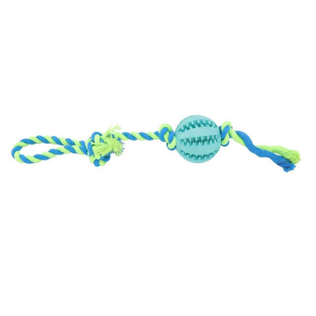 Dog Puzzle Teething Toy, Durable Healthy Dog Food Dispensing Ball Toy Reduce Boredom Multifunctional Rubber Refillable For Playing For Cat Blue