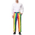 thumbnail image 2 of INSPIRE CHIC Men's Striped Pants Skinny Fit Color Block Dress Trousers 32 Multicolor, 2 of 7