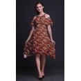 thumbnail image 3 of Bimba Red Bird Print Cold Shoulder Women Swing Tunic Flutter Sleeve Midi Dress - Small, 3 of 6