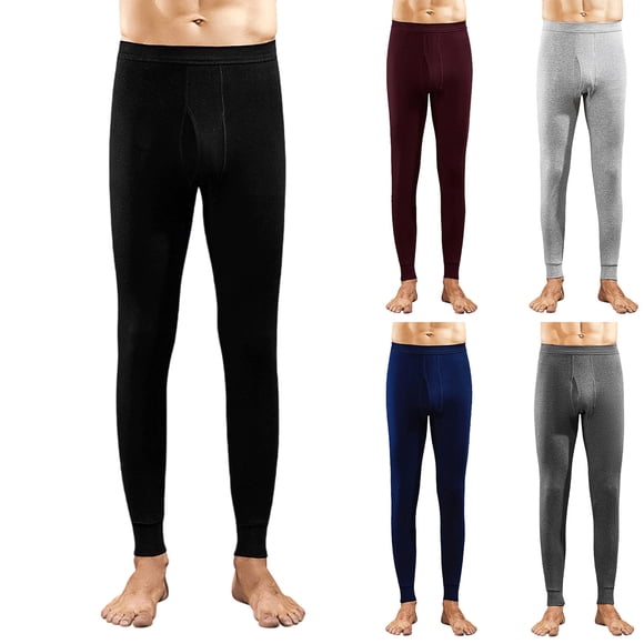 JGJNFE Thermal Underwear for Men,Thermal Pants Men,Men's Solid Color Thermal Underwear with Brushed Fleece Lining for Base Layer Warmth Winter Long Johns for All-Day Comfortable Under Your Clothes