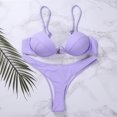 thumbnail image 3 of Faithtur Women Solid Color Adjustable Spaghetti Strap Underwire Bra + Thong, 3 of 9