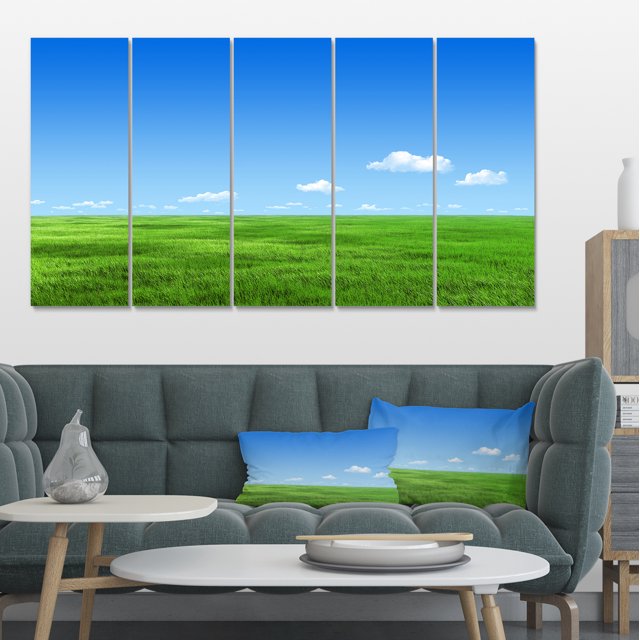 Green Meadow and Blue Sky - Landscape Canvas Art Print