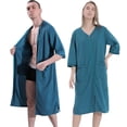 thumbnail image 2 of PENGXAING Women‘s Zipper Front Housecoat Short Sleeve Robe Lightweight Bathrobes with Pocket, 2 of 5