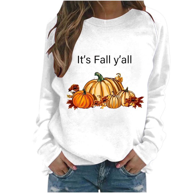 Pisexur Chandail de l\'Action de Grâce Orange à Col Rond Chandails Mode à Motif de Citrouille Chandails Grateful Blessed Chandail d'Automne Chandail à Manches Longues Chandail à Enfiler Hauts pour Femmes