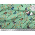 thumbnail image 3 of Soimoi Green Velvet Fabric Flower & Butterfly Printed Fabric 1 Yard 58 Inch Wide, 3 of 5