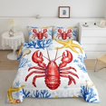 thumbnail image 2 of Erosebridal Ensembles de Literie Cartoon Homard Double avec Couette, Insert de Couette Océan Corail Étoile de Mer, Réversible, 2 of 7