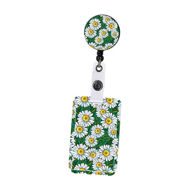 Bunblic Support d'Identité avec Pince Rétractable Motif Floral Crédit Vertical pour Employé de Bureau Accessoires Légers A