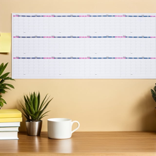 BRIGHTFUFU 1Set Dry Erase Wall Calendar Undated Monthly Planner Multi Color Reusable Writable Home Office Organizer