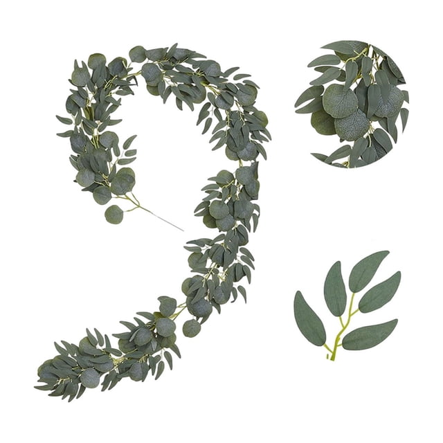 WRKEKC Clearance Simulated Willows Leaf Eucalyptuss Rattan Artificial Round Apples Leaf Ivy Wedding Party Decoration Eucalyptuss Leaf Rattan