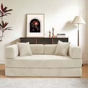 Hcore 79"Folding Floor Couch,Compressed Convertable Sleeper Sofa,Memory Foam Couch with Pillow Back Support Armrest, 4-in-1 Futon Sofa Bed for Living Room,Beige