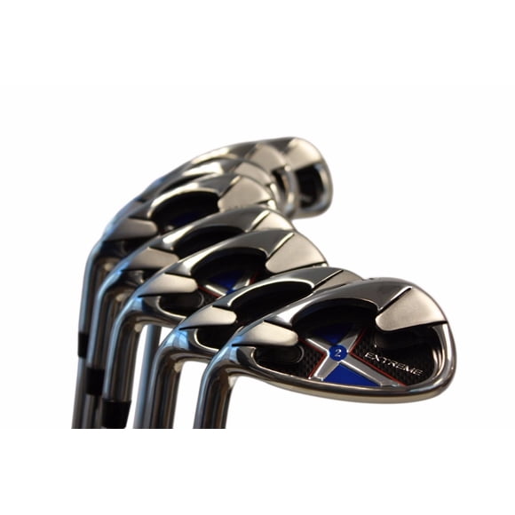 Left Handed Extreme X2 Iron Set +2 inch Over XL Big & Tall Senior Men's Complete 8-Piece Iron Set (4-SW) Senior Flex A Flex Club (Tall 6'3"+ / +2" Over) with Premium Men's Arthritic Golf Grip