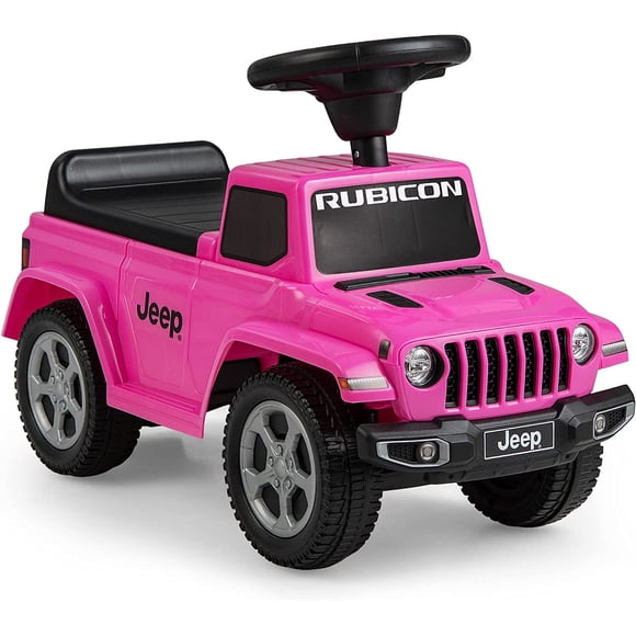 OLAKIDS Voiture Pousse-Pousse pour Enfants, Jeep sous Licence à Propulsion par les Pieds pour Tout-Petits avec Bruit de Moteur, Klaxon, Rangement sous le Siège, Cadeau de Course pour Bébés Garçons et Filles de 1,5 à 3 Ans (Rose)