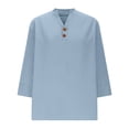 thumbnail image 4 of Swstbby Liquidation d'Économies d'Été! Hauts d'Été pour Femmes, pour Femmes T-Shirt Blouse d'Été Ample à Manches Courtes et Col Rond Décontracté Bleu G, 4 of 5