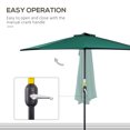 thumbnail image 4 of Outsunny Parasol de Patio Demi-Rond de 9 Pi, Parasol de Marché Extérieur pour Table de Patio avec Mécanisme à Manivelle, 5 Baleines, Vert Foncé, 4 of 10